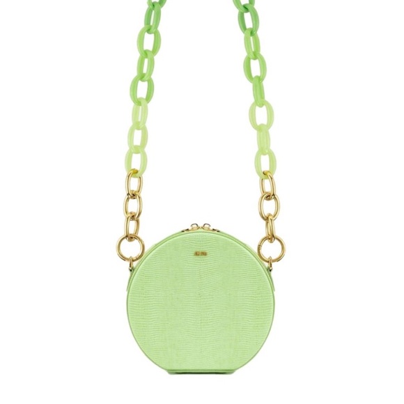 Nwot JW PEI Lime Green Luna Gradient Acrylic Chain Lizard Pattern Vegan bag - Picture 2 of 14